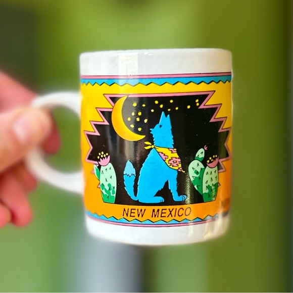 Other - Western New Mexico Motif Desert Howling Wolf Espresso Souvenir Mini Mug